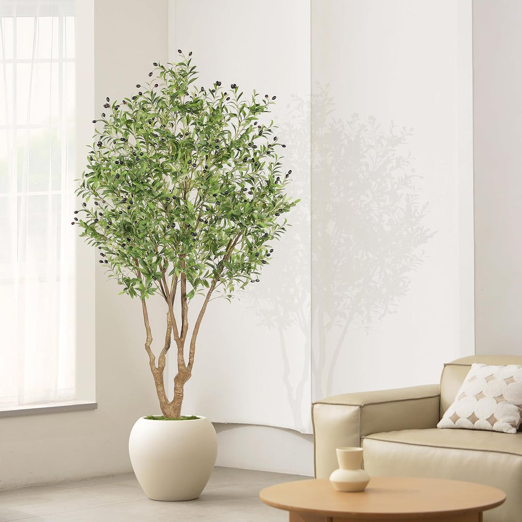 Faux Olive Tree 7ft with Large Branches and Realistic Fruits