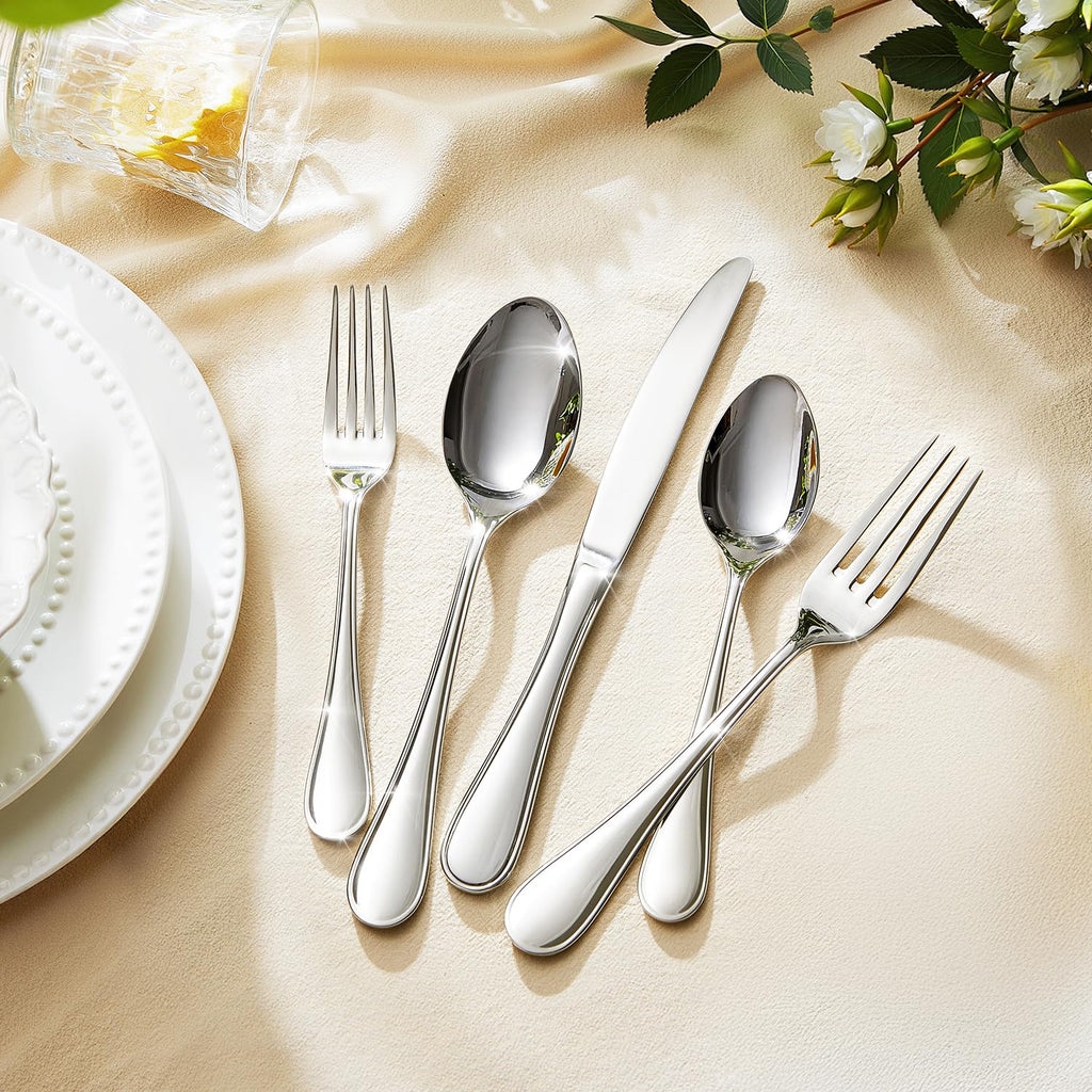 18/10 Stainless Steel Silverware Set for 4, 20 Piece Teardrop Flatware Set