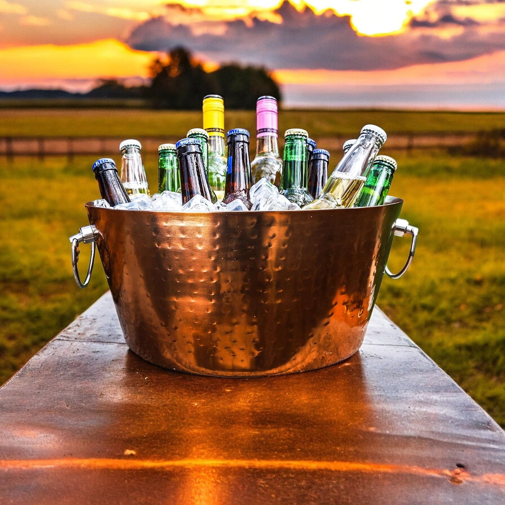 Insulated Stainless Steel Beverage Tub & Ice Bucket, Rose, 12Qt