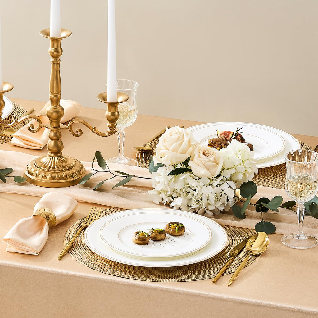 18Pcs Gold Trim White Bone China Set, Service for 6