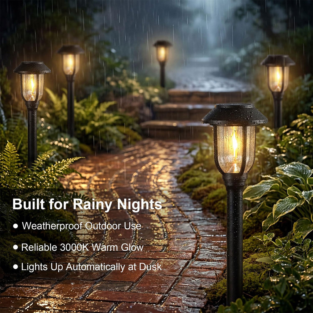 Solar Pathway Lights Outdoor 8 Pack, Warm White Solar Path Lights, Waterproof Energy Efficient Landscape Lights