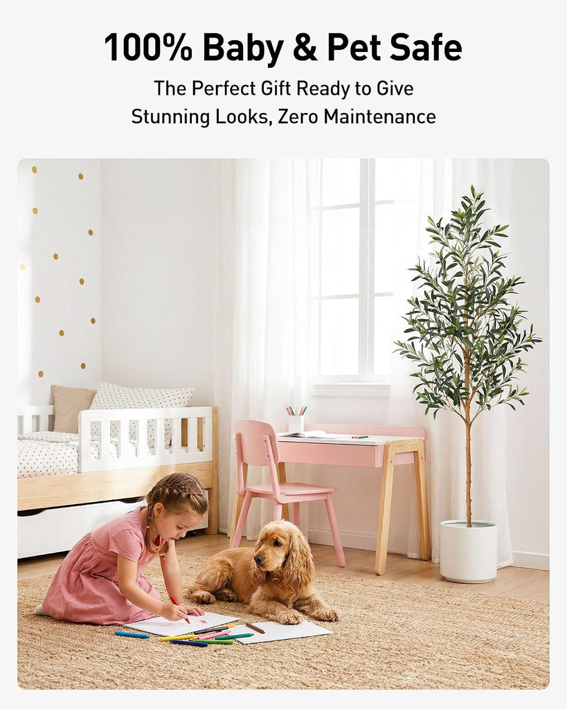 6FT Olive Trees Artificial Indoor, Tall Fake Olive Tree (72in) with Realistic Leaves and Olives, Sturdy Weighted