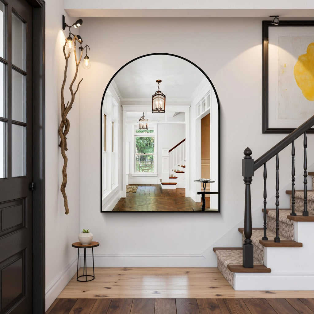 Arched Wall Mirror, 36"x48" Black Arched Mirror