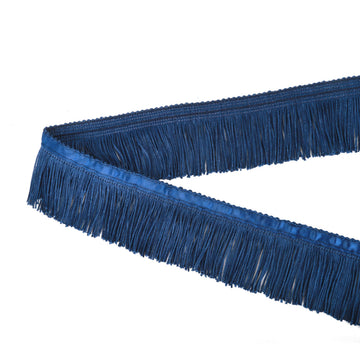 Fringe Trim 6.8 Yard x 2 Inches Fringes with Borders of Blue