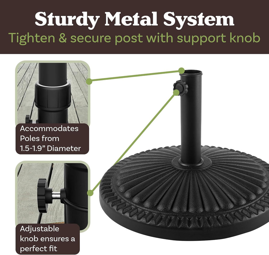 Patio Umbrella Base - 39lb Weighted Resin and Cement Patio Umbrella Stand Outdoor Base