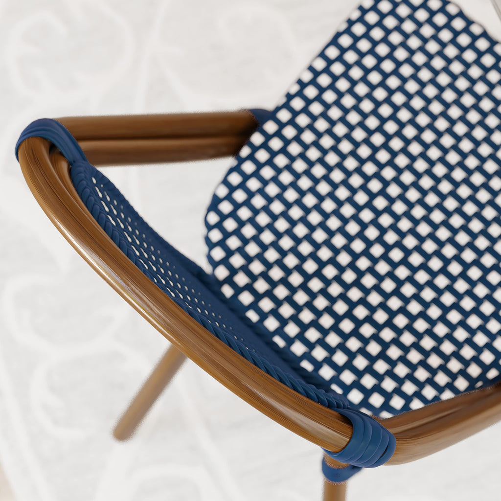 Navy/White PE Rattan Bistro Chair, 2-Pack