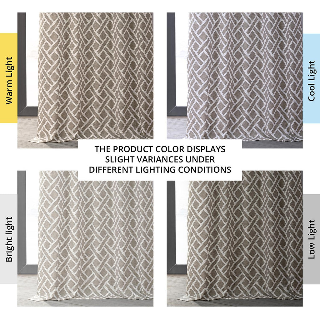 Modern Geometric Printed Curtains 120 Inches Long Luxury Cotton Curtains (1 Panel) Room Darkening Curtains, 50W x