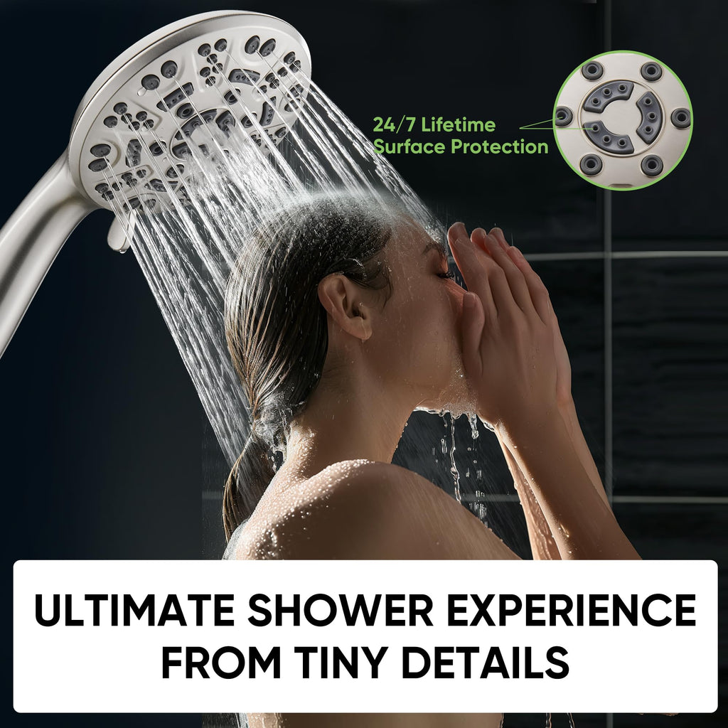 8-Setting Handheld Shower Head, Water-Saving Design, Brushed Nickel