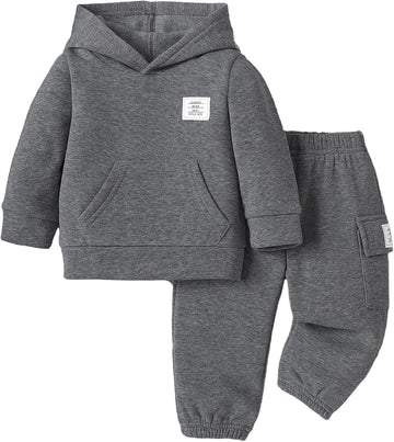 Toddler Baby Boy Clothes Long Sleeve Hoodie Sweatshirt Solid Sweatsuit Jogger Set Infant Boys Fall Winter Outfit