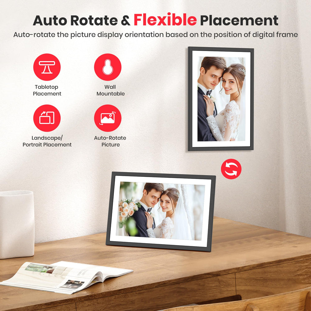 Frameo 64GB 2K 10.1" WiFi Digital Picture Frame for Photos & Videos Sharing