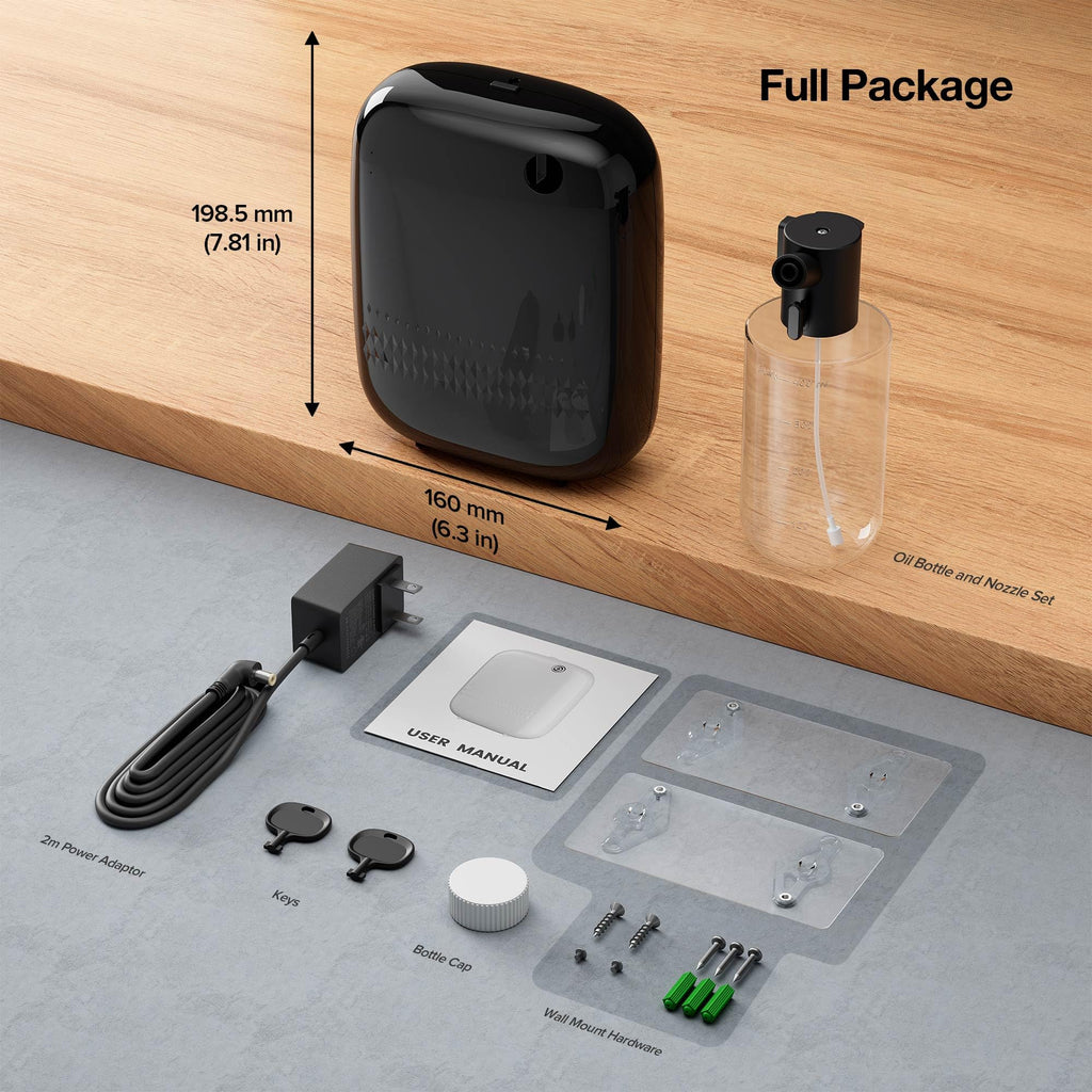 ANW Smart Waterless Essential Oil Diffuser for Large Room, Black