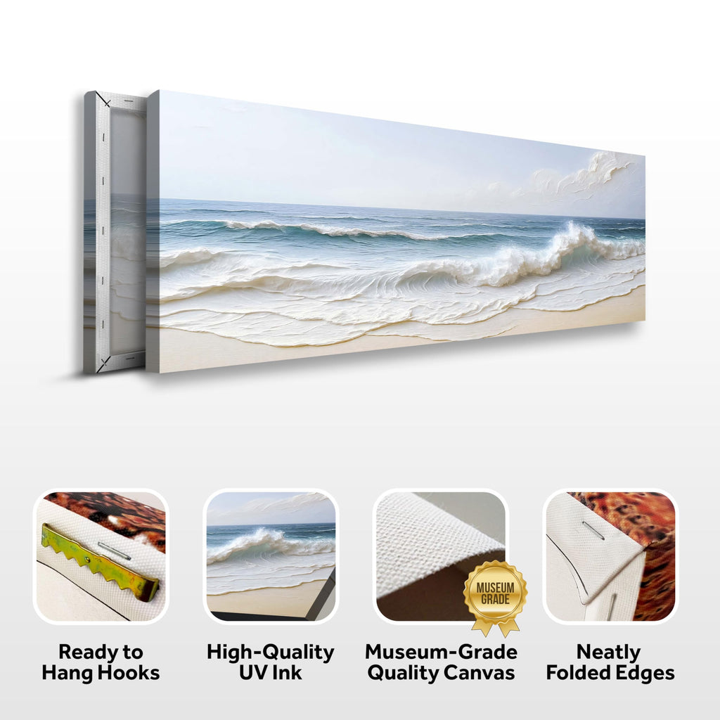 Ocean Wave Canvas Wall Art, Abstract Seascape Print, Large Beach Scene Décor, Modern Coastal Scene, Blue Seascapes