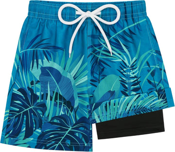 Boys Swim Trunks with Compression Liner Kids Bathing Suits Boys Board Shorts Quick Dry Teen Swim Trunks Boy Swimsuit