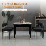DYHOME Black Boucle Dining Chairs Set of 2, Mid Century Modern Kitchen Chairs with Curved Backrest and Metal Legs