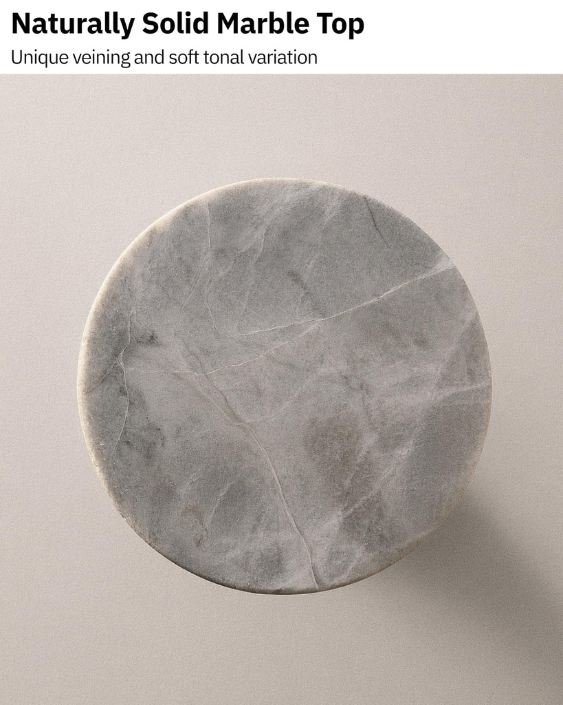 Stone Natural Marble & Walnut Pedestal Tray, Round Riser, 5.9