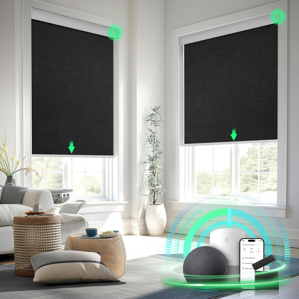 Motorized Blinds with Control cograded, Grey, 23" W x 72" H
