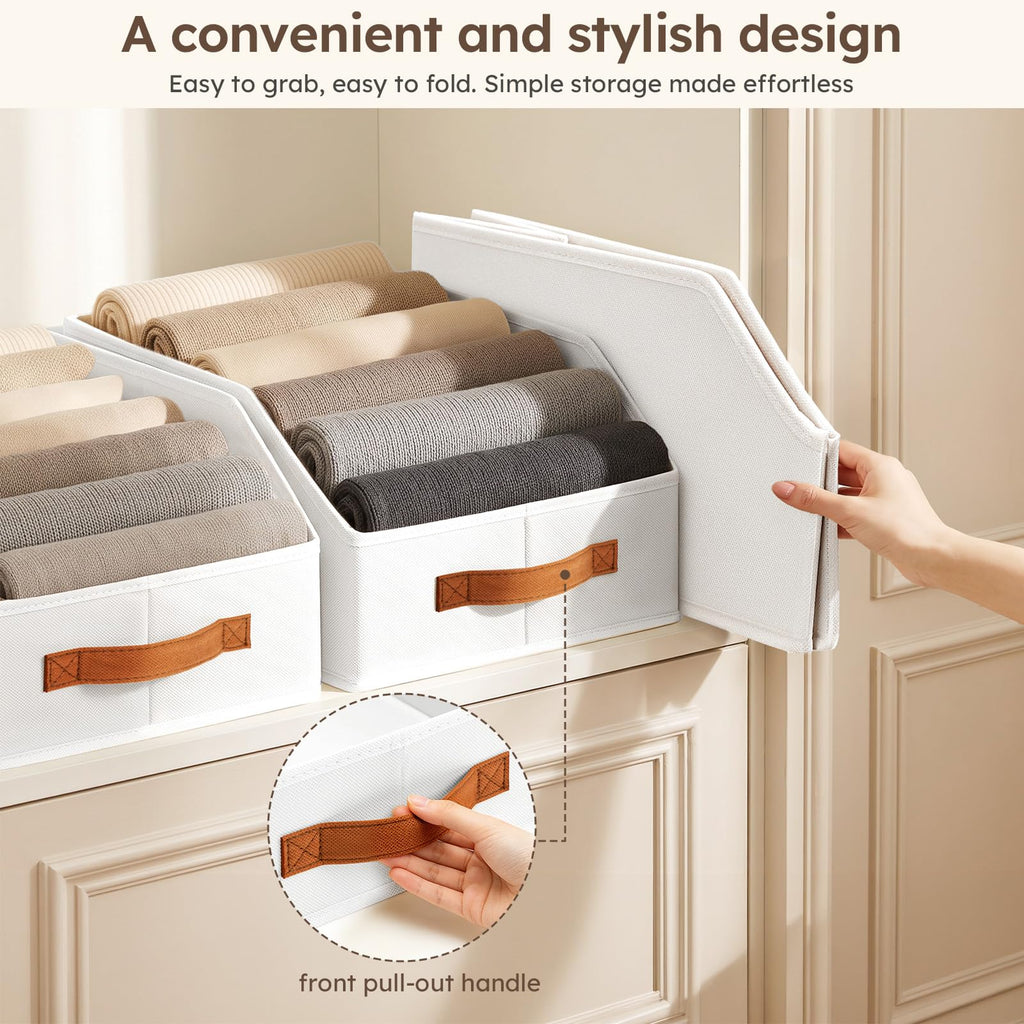 Fabric Storage Bins for Organizing - 10 Pack Large Trapezoid Collapsible Storage Bins with Front Handle, Closet