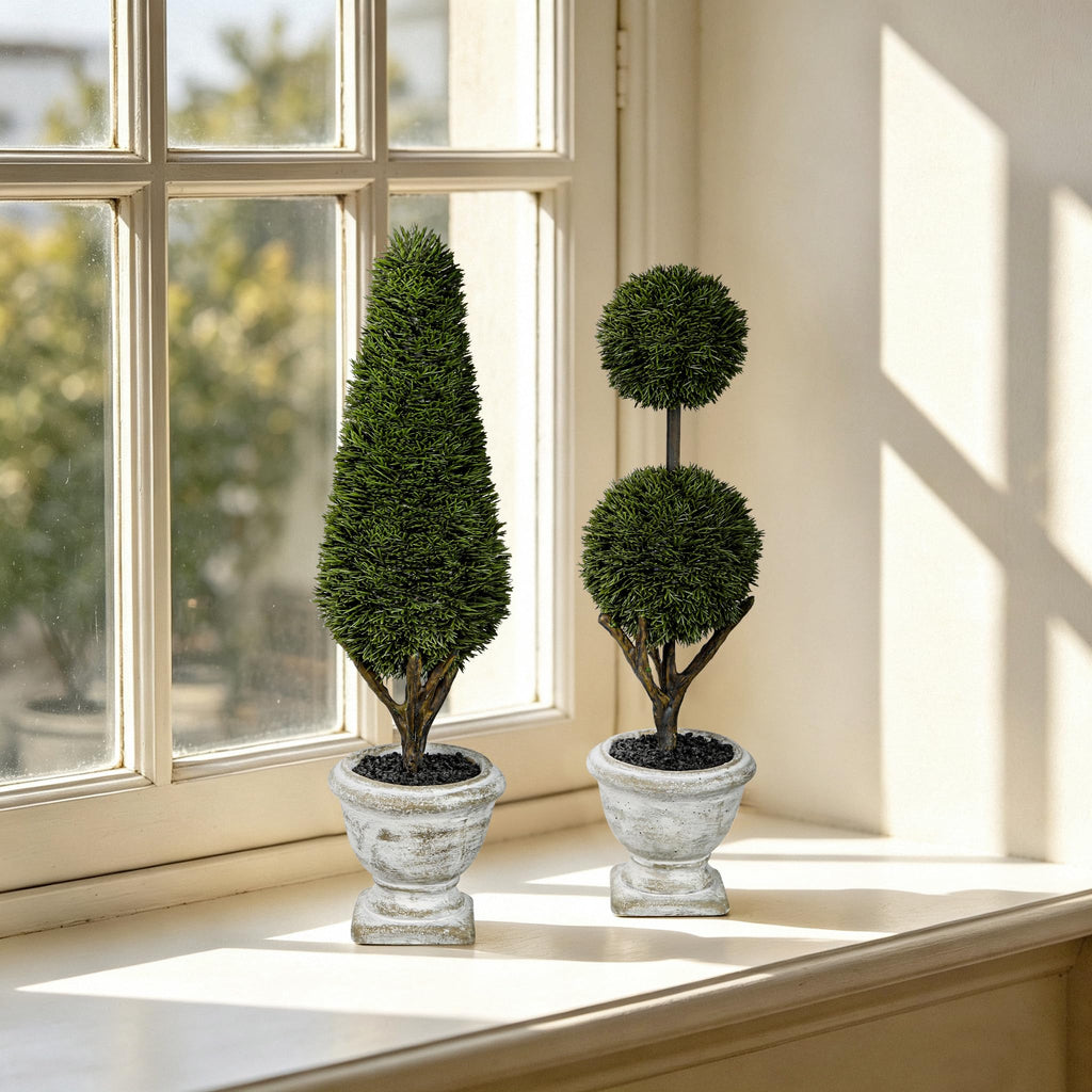1.2ft Small Artificial Ball Boxwood Topiary Tree Indoor Table Topiary Plant