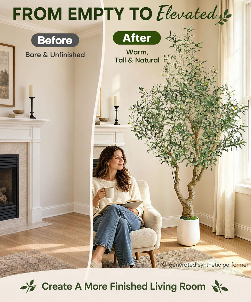 7ft Artificial Olive Tree: Large Lifelike Plant