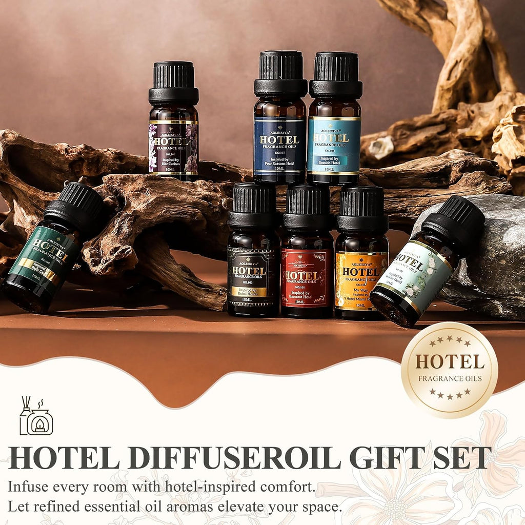 Hotel Diffuser Oil Gift Set - Inspired by 5-Star Hotel Fragrance Oil Set - My Way, White Tea,Baccarat,Four - Set of 8