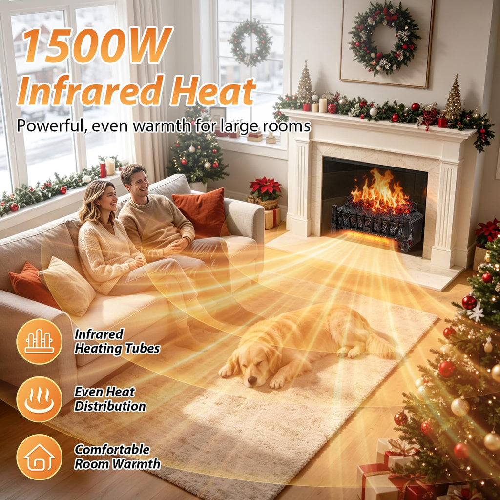 Electric Fireplace Insert Log Heater with Realistic Flame Effect
