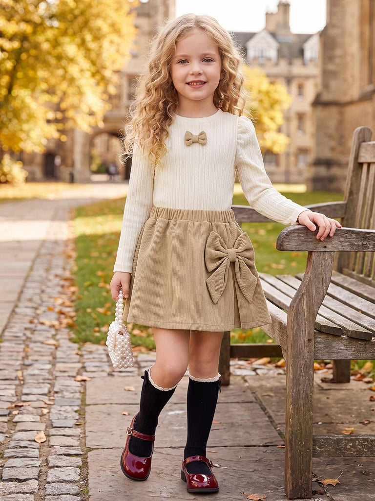Toddler Baby Girl Outfit puff Sleeve Top Skirt Set Fall Winter Clothes