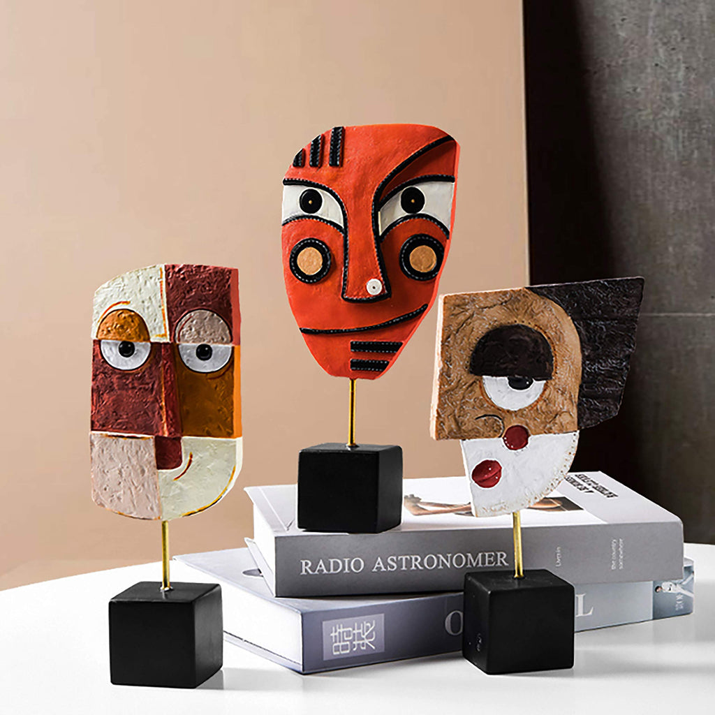 Smile - Handcrafted Statues Resin Abstract Sculpture Decor Modern, African Art Tribal Figurines Decorations Items