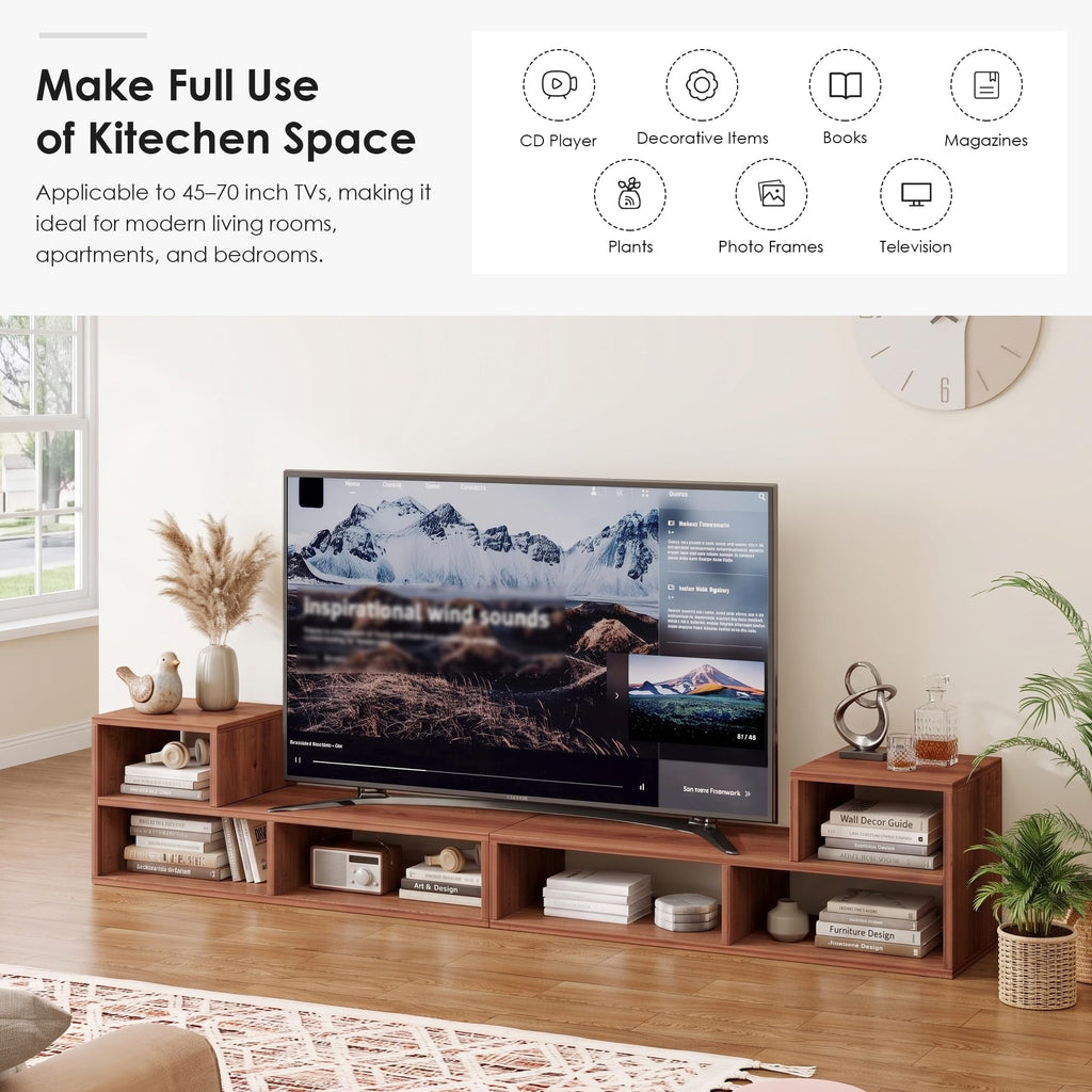 Low-Profile TV Stand, 2-Piece L-Shaped Entertainment Center