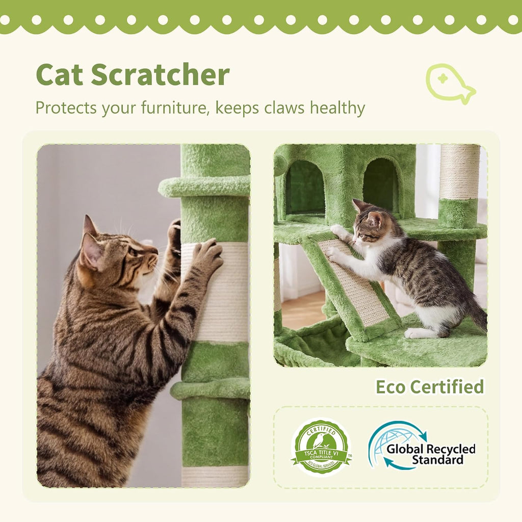 Cat Tree, 71-Inch-Tall Tower for Indoor Cats with 2 Perches