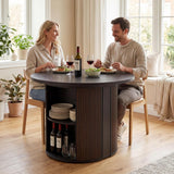 38.6" to 110.2" Modern Extendable Dining Table, Expandable Fluted Round Table for 2-12 People with Storage, Space