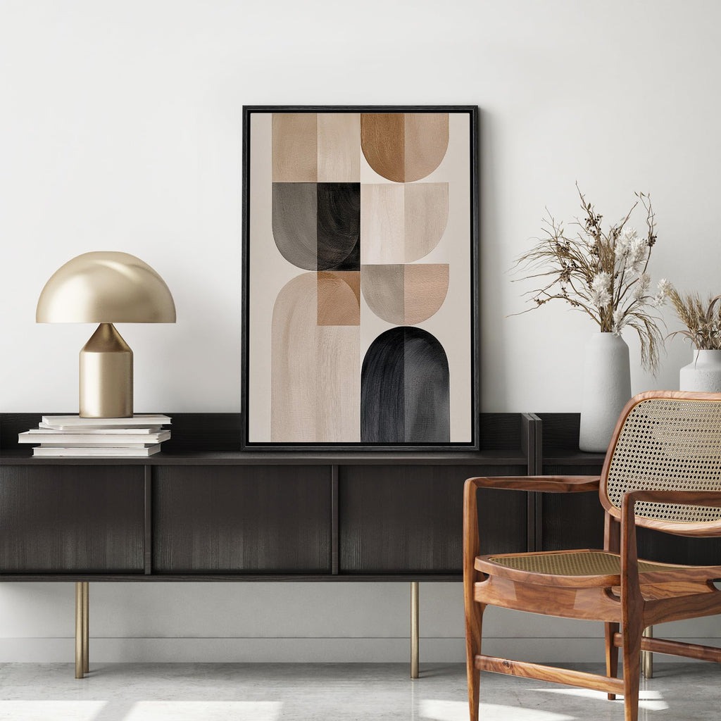 Framed Canvas Print Wall Art Neutral Geometric Arch