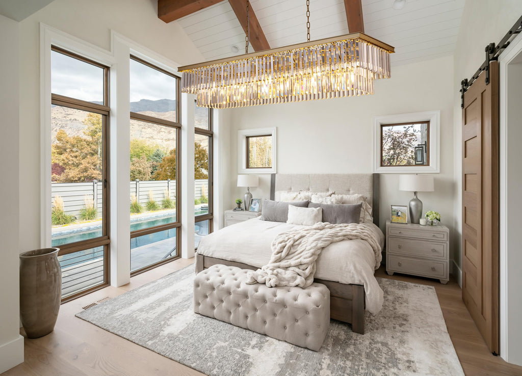 Gold Chandelier 57 inch, 13-Light Modern Rectangular Crystal Chandelier Ceiling Hanging, Linear Chandeliers Light
