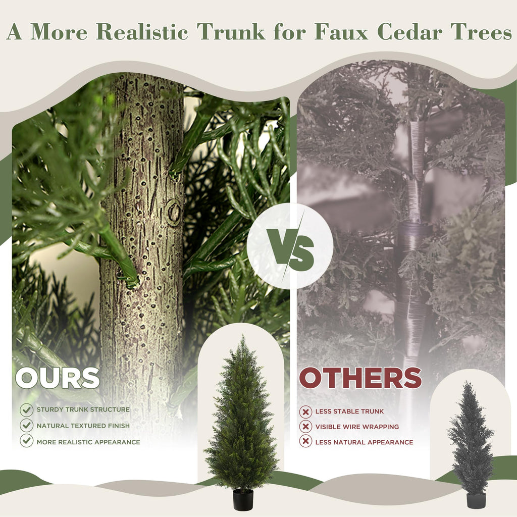 5FT Artificial Cedar Trees Set of 2 for Outdoor Front Porch