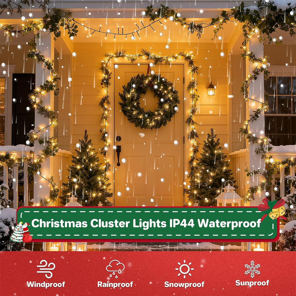 Lights Plug-in 52FT 800LEDs Cluster String Lights Indoor Outdoor
