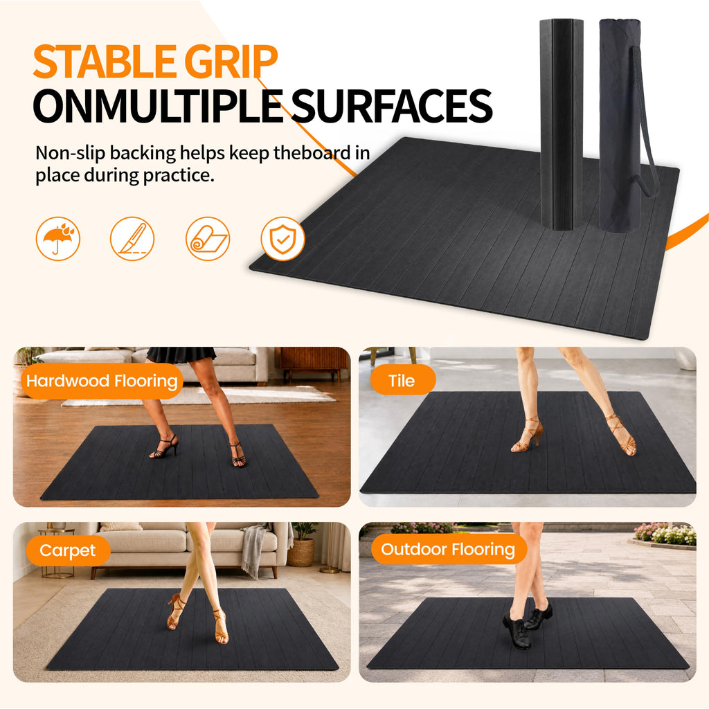 Foldable Tap Dance Floor, Portable Tap Board, 47.8"x38.5"-Black