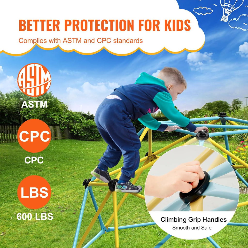 Climbing Dome, 6FT Jungle Gym for Kids 3 to 9 Years Old, Geometric Dome Climber Play Center Supports 600LBS and Easy