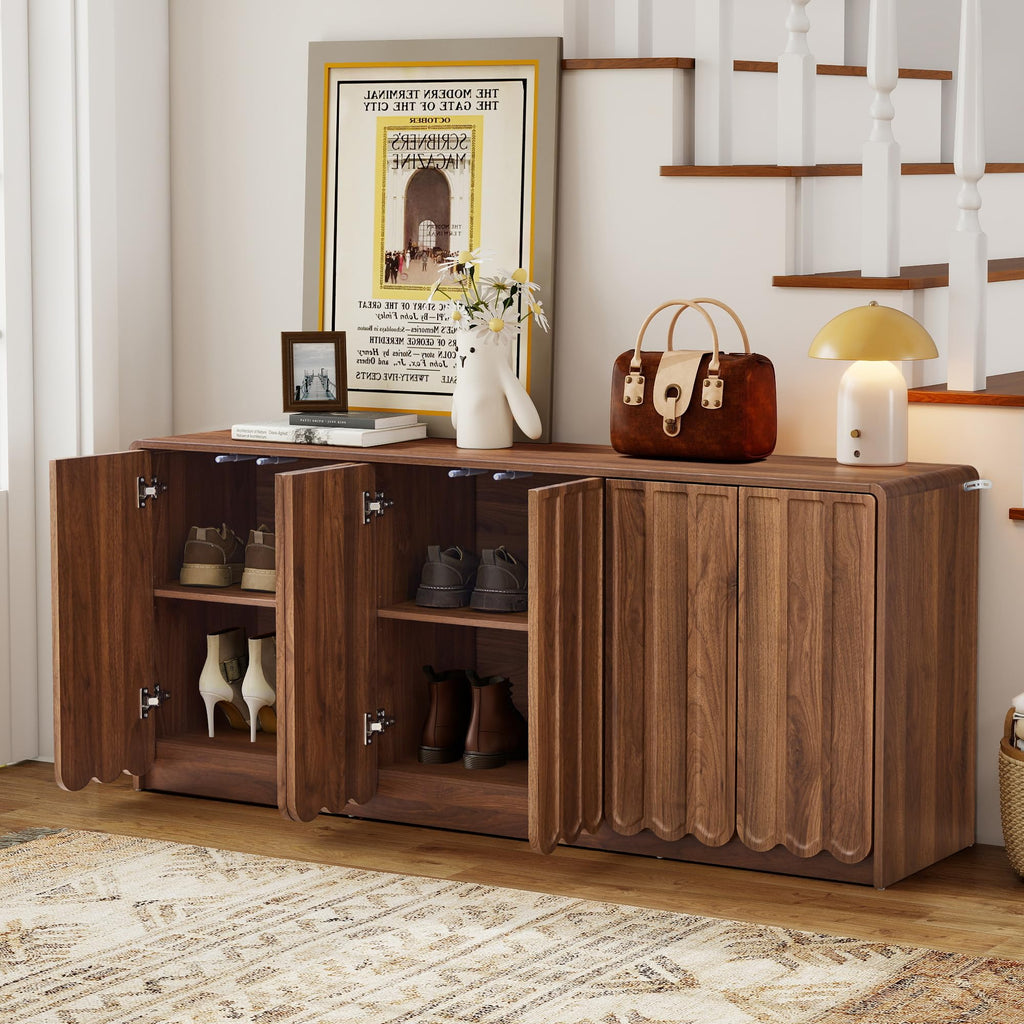 Sideboard Buffet Cabinet with Storage, Low Storage Cabinet Modern Wooden Accent Credenza Console Table TV Stand with