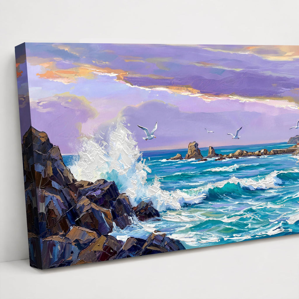 Coastal Ocean Sea Wave Canvas Wall Art 40"x20"
