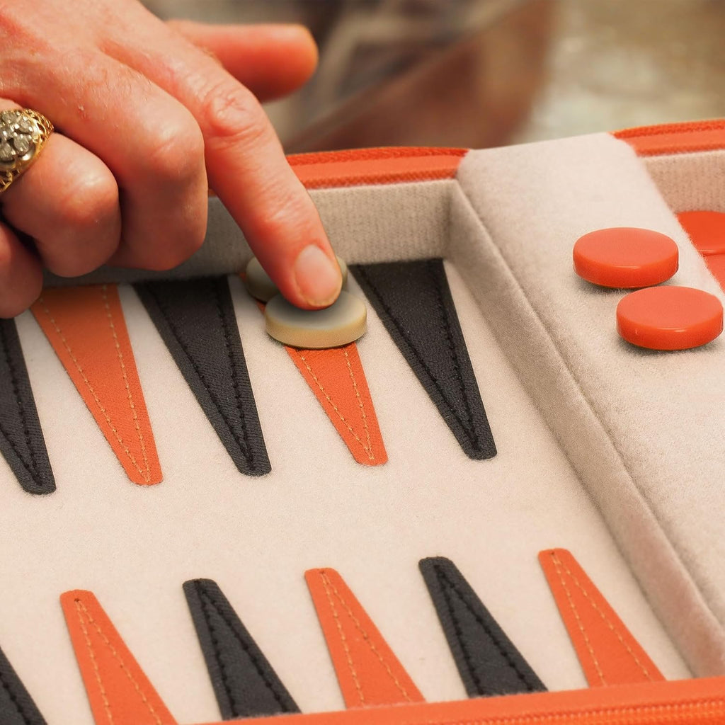 Travel Size Backgammon Mini Game Set, Alanya - Magnetic Checkers and 9-inch Board in Sleek Leatherette Case - Classic