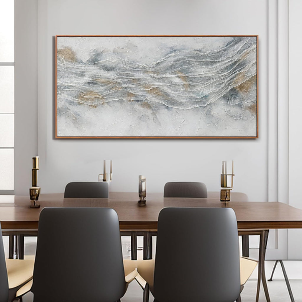 Abstract Wall Art Framed Home Artwork Decor Simple Modern Art Pieces With Gold And Gray Textures Modern Minimalist