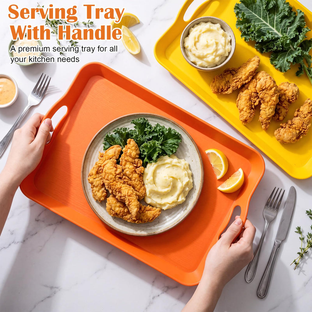 6 Pcs Serving Trays with Handle, 16.4 x 11 Inch, Fall Color