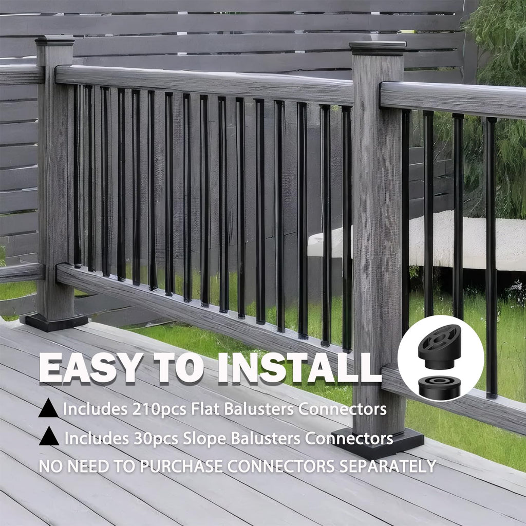 105 Pack 36" Aluminum Deck Balusters, 3/4" Round Railing Spindles with Connectors and Screw, Hollow Metal Balusters