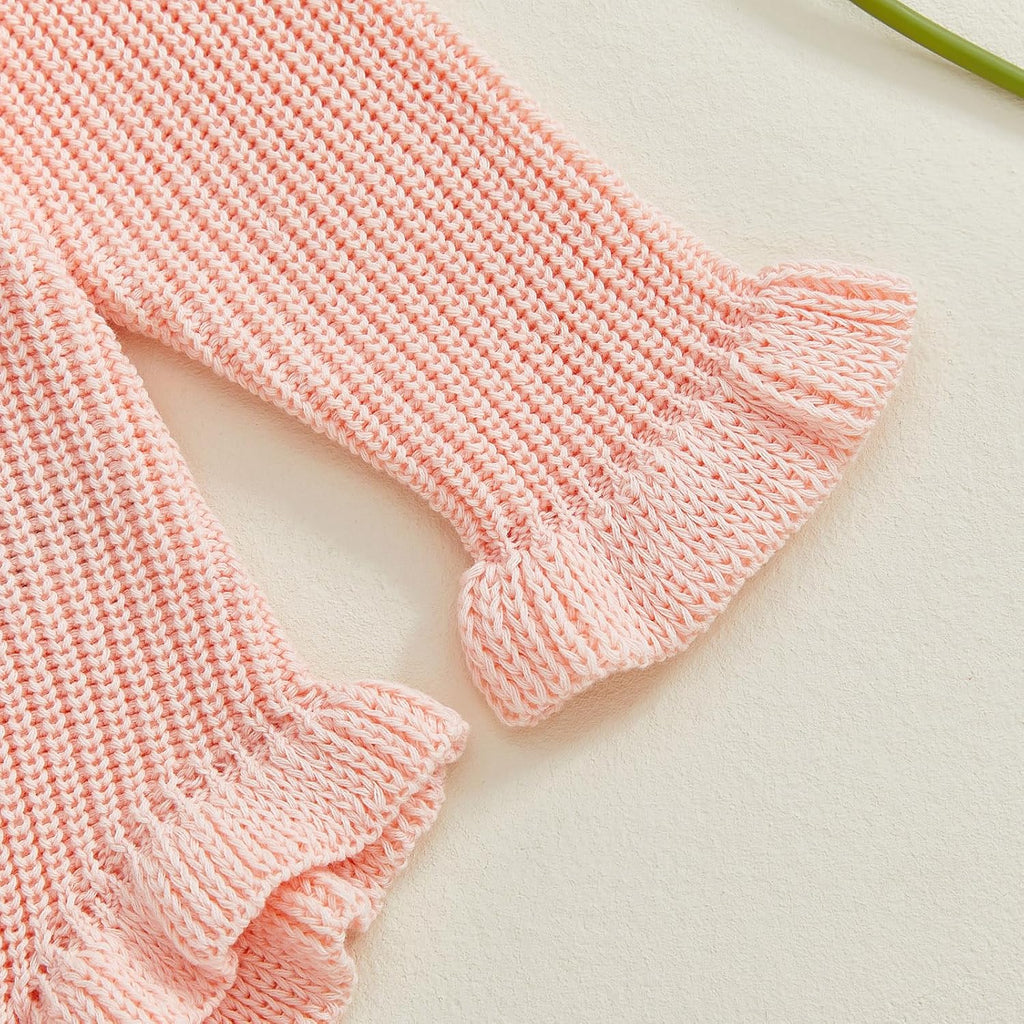 Baby Girl Fall Winter Clothes Basic Plain Cute Sweater Romper Outfit Pullover Ruffle Long Sleeve Outfits