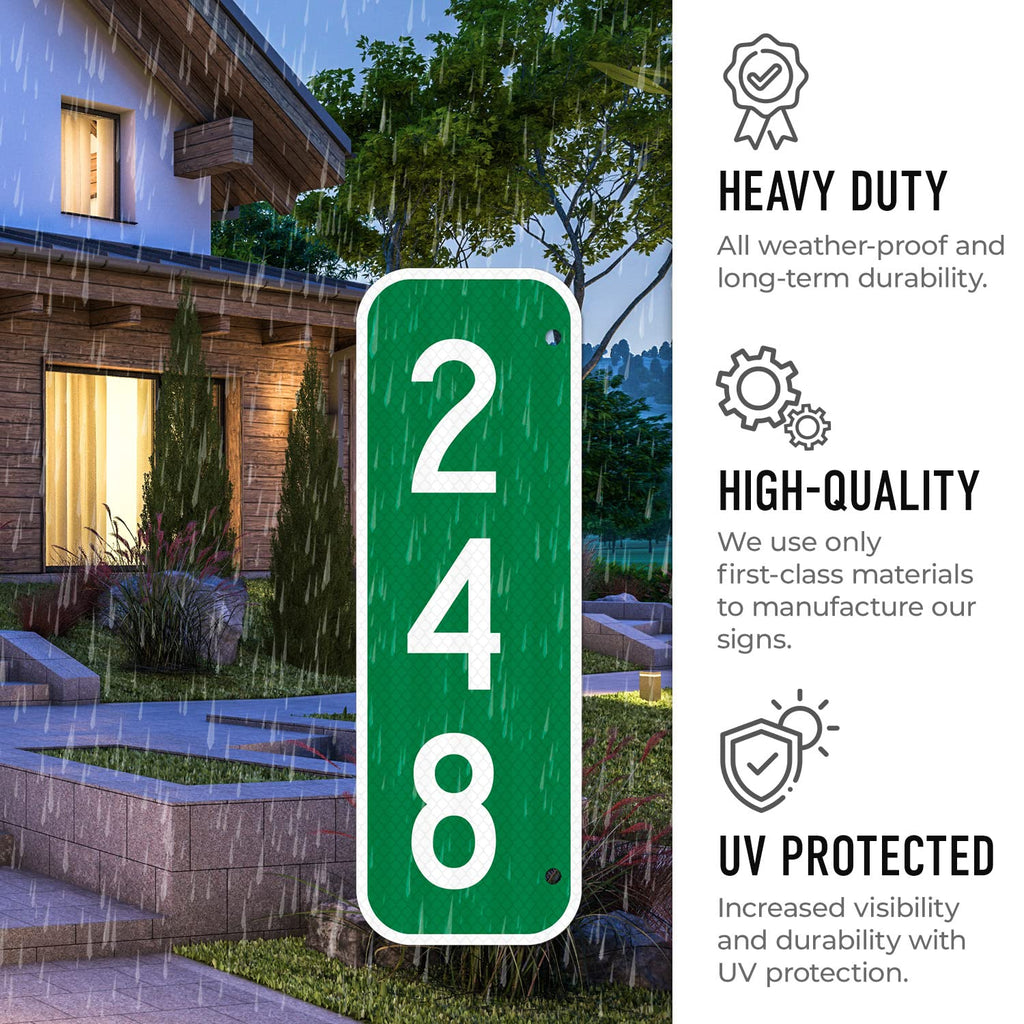 911 Address Sign, Custom Vertical Reflective Mailbox Sign, Christmas Gift