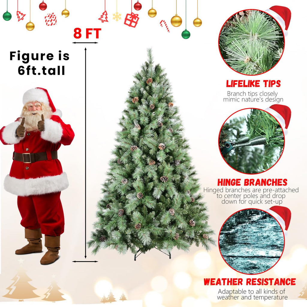 Christmas Tree, 1858 Tips, Pine Cones, PVC & Hard Needle, Green