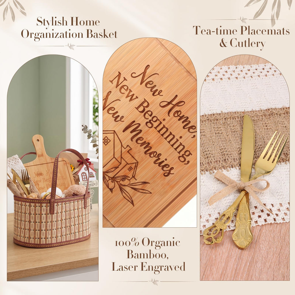 17 Pieces Housewarming Gifts Basket for New Home - Closing Gifts for Women Men Couple Welcome Moving in New House