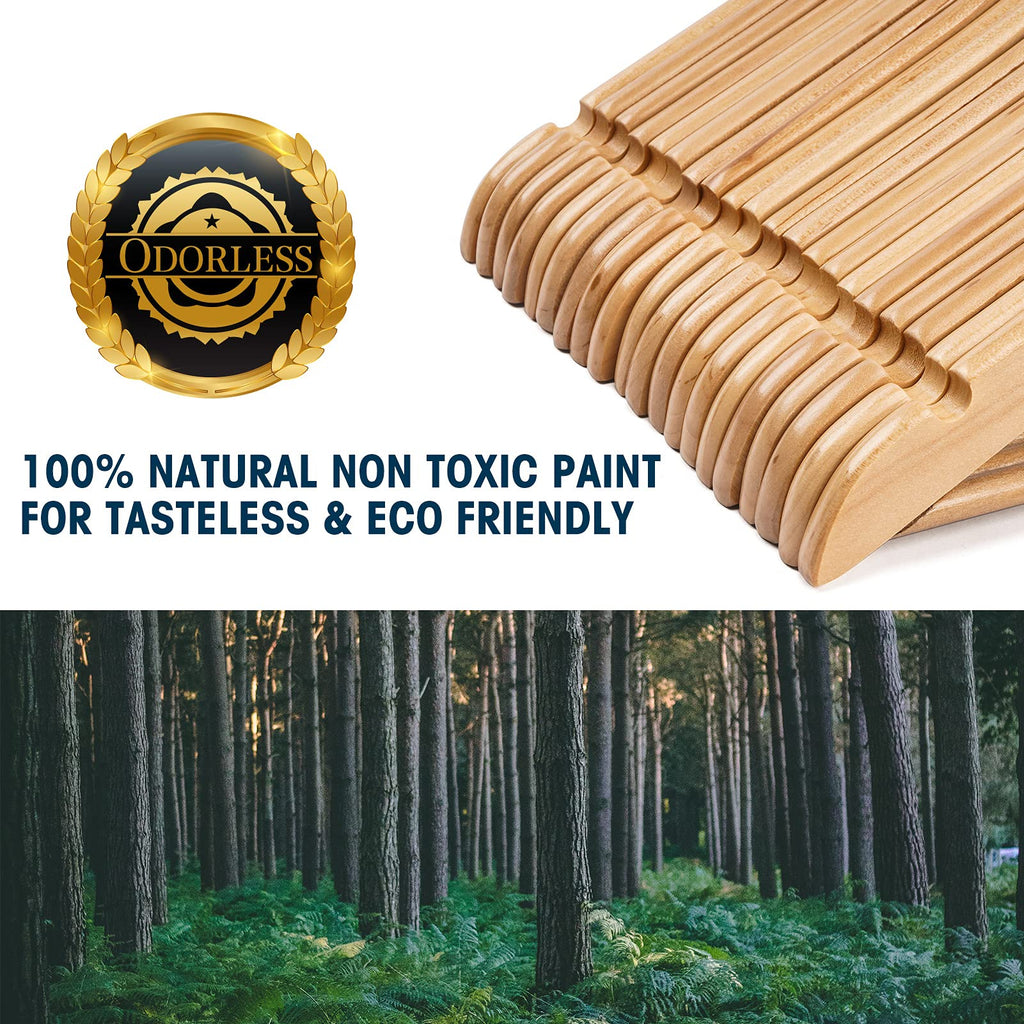 Wooden Hanger 10 Pack, Wood Hanger Solid Shirt Hangers with Pants Bar, Heavy Duty & Slim Coat Hanger, for Suit Coat