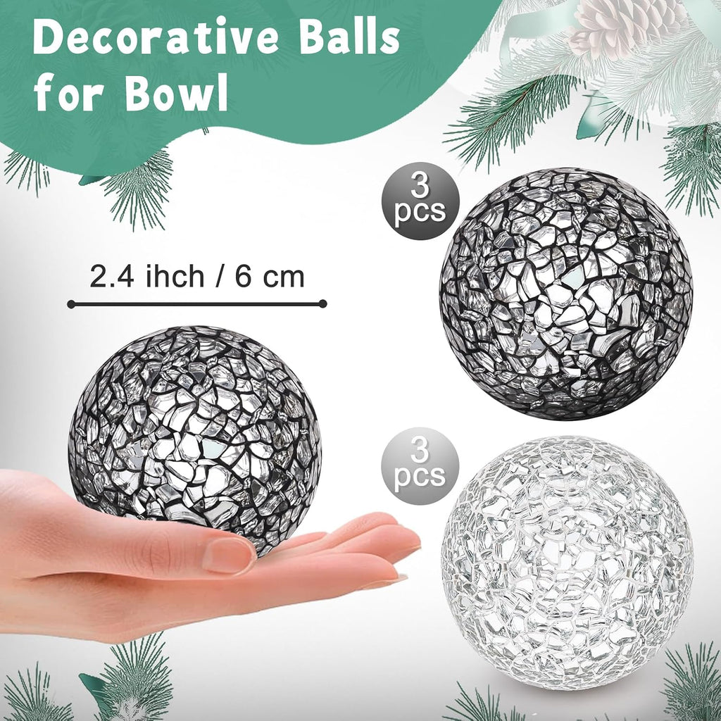 2.4" Mosaic Glass Decorative Balls for Bowl - Set of 6