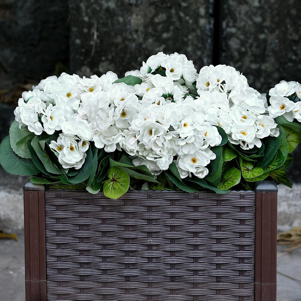 2 Pcs Artificial Flowers Outdoor Potted Large, White Geranium