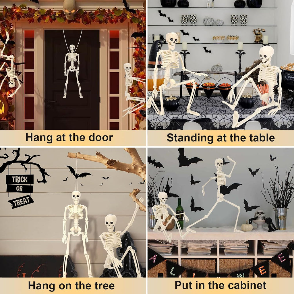 16" Halloween Skeleton Decorations with Posable Joints - Set of 5